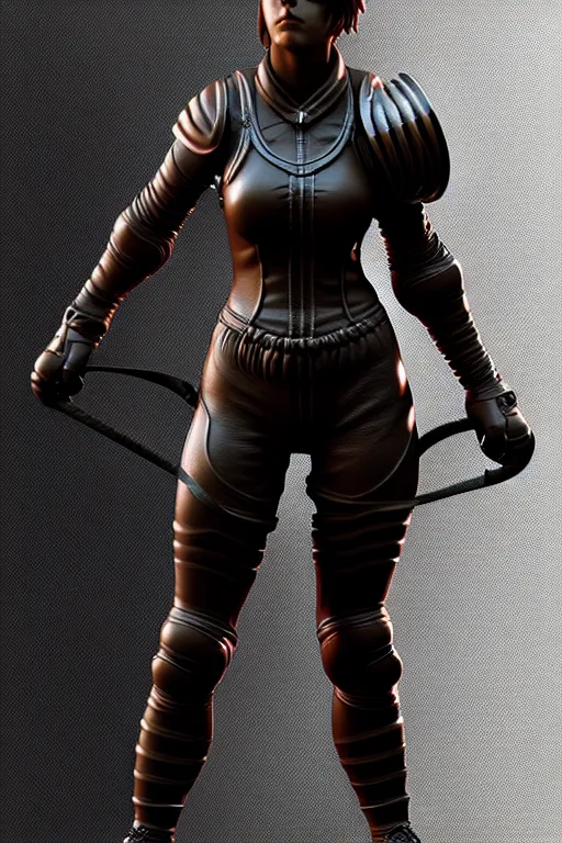 Image similar to a highly detailed zbrush sculpt of athletic girl in light leather armor, high contrast, cinematic light, featured on artstation, octane render, path tracing, sharp focus, 4 k