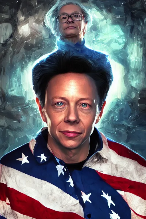 Prompt: portrait of us president brock pierce vfx concept artist & illustrator global illumination ray tracing hdr fanart arstation zbrush central hardmesh 8 k octane renderer comics stylized