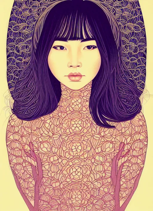 Image similar to a portrait of a pretty young lady by audrey kawasaki