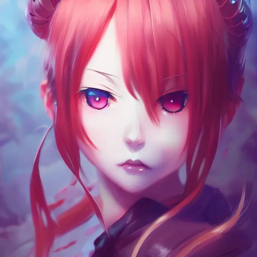 Image similar to anime portrait of a demon as an anime girl by Stanley Artgerm Lau, WLOP, Rossdraws, James Jean, Andrei Riabovitchev, Marc Simonetti, and Sakimichan, trending on artstation