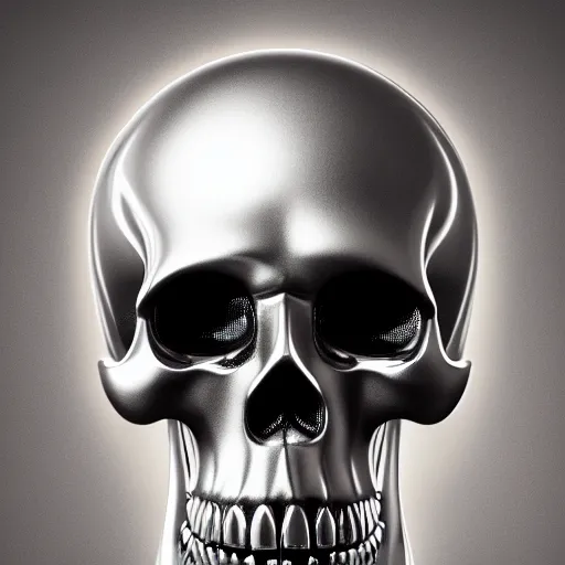 Image similar to portrait of a chrome carved skull. highly detailed. intricate artwork. by Tooth Wu, wlop, beeple, dan mumford. octane render, trending on artstation, greg rutkowski very coherent symmetrical artwork. cinematic, hyper realism, high detail, octane render, 8k, depth of field, bokeh. dripping mirror