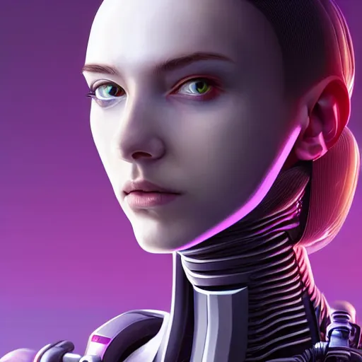 Image similar to Perfectly-Centered Half-body-Portrait of a Mechanical Cyberpunk Female Android, perfectly centered photograph, facing forward, stranding straight, intricate, elegant, super highly detailed, professional digital painting, artstation, concept art, smooth, sharp focus, no blur, no dof, extreme illustration, Unreal Engine 5, Photorealism, HD quality, 8k resolution, cinema 4d, 3D, beautiful, cinematic, art by artgerm and greg rutkowski and alphonse mucha and loish and WLOP