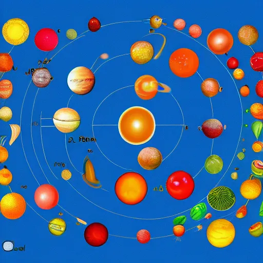 Prompt: solar system of fruit, photo, detailed, 4k