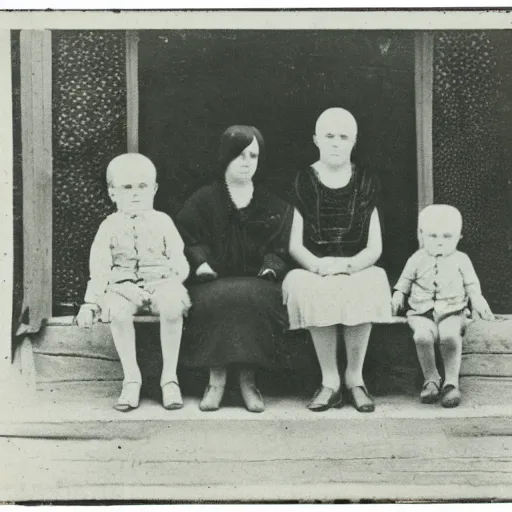 Prompt: creepy family, 1 9 2 0's photography