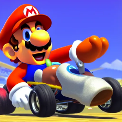 Prompt: Mario Kart but with garfield