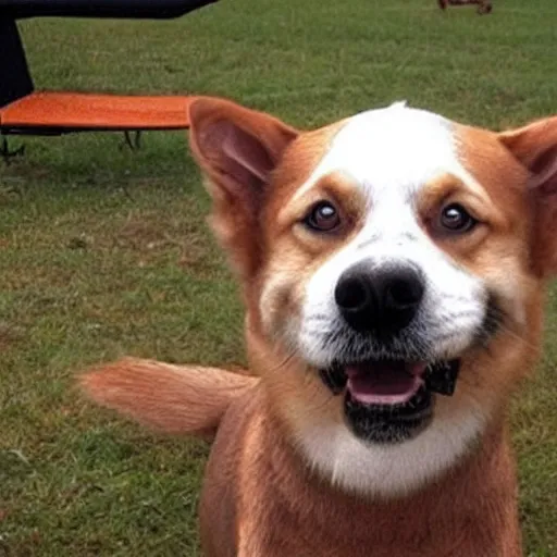 Prompt: dog with face like donald trump