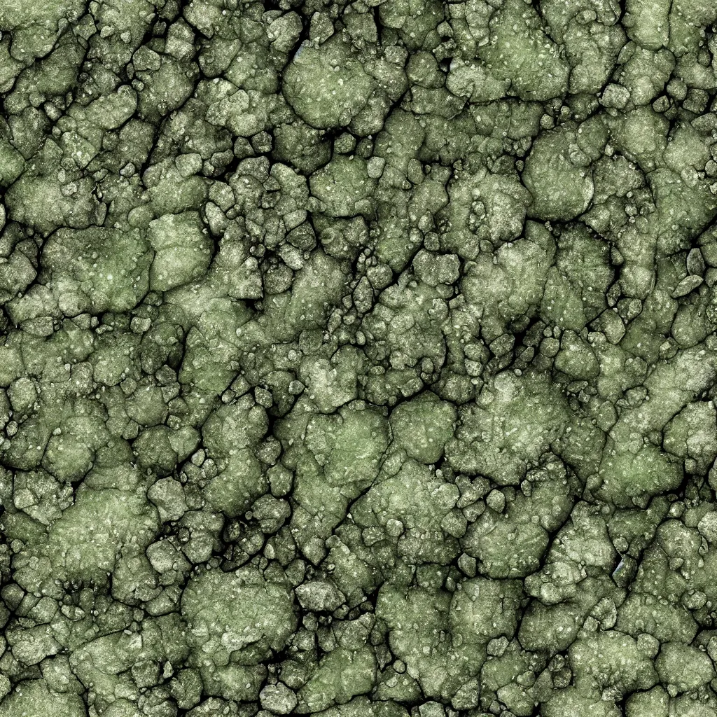 Image similar to long green crystals sticking out of the rock surface, detailed ground terrain albedo texture, flat, 2 d texture, seamless