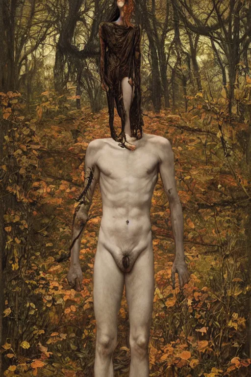 Image similar to portrait of slenderman standing in a deserted playground in the woods, by frantisek kupka, intricate, miles johnston, kuroda seiki, cynical realism, ozabu, john william godward, painterly, yoshitaka amano, moebius, miles johnston, louise zhang, james jean, mark ryden