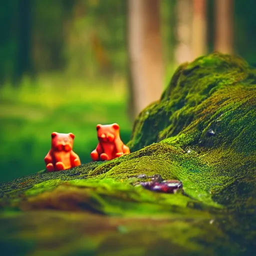 Prompt: wildlife photography of wild gummy bears