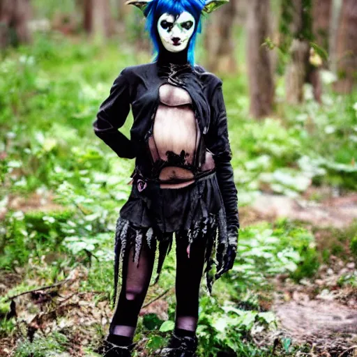 Image similar to eco punk, goblin girl goth,