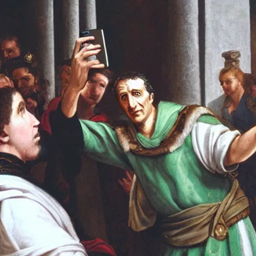 Prompt: julius caesar taking a selfie