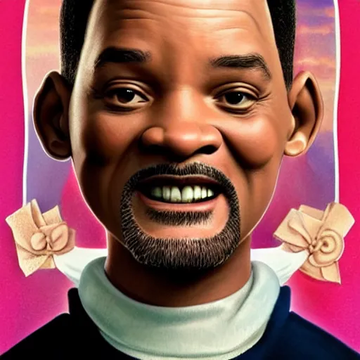 Image similar to will smith as mrs doubtfire, pixar cute, highly detailed, sharp focus, digital painting, artwork by Victor Adame Minguez + Yuumei + Tom Lovell + Sandro Botticelli