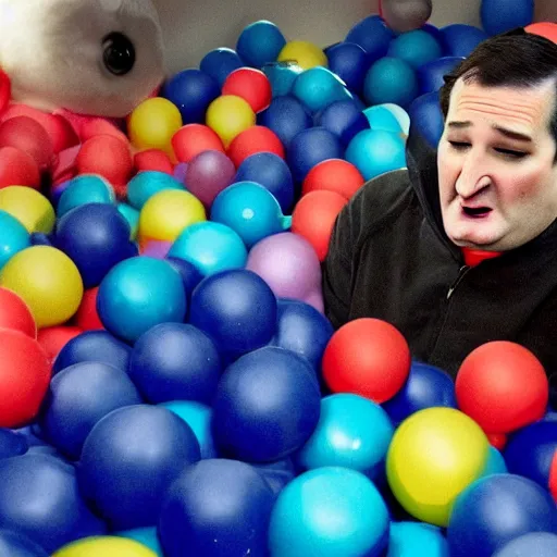 Image similar to Ted Cruz crying in a ball pit