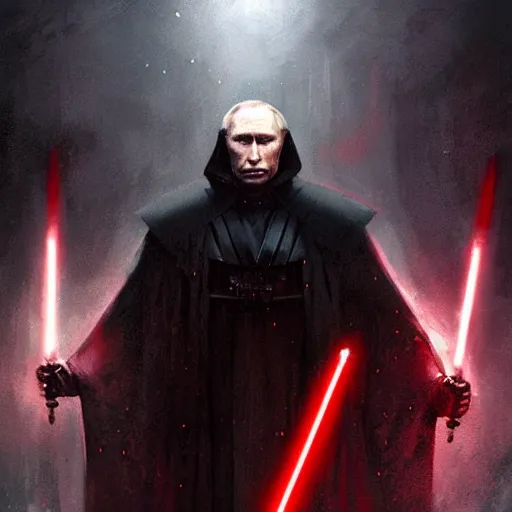 Prompt: Putin as Dark Lord of the Sith by Greg Rutkowski