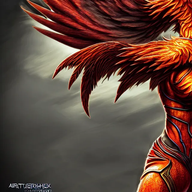 Image similar to phoenix warrior, artgerm, highly detailed, 8 k, hdr, close up, smooth, sharp focus, high resolution, award - winning photo