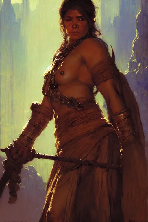 Prompt: female dwarven monk with a powerful soul fire staff portrait dnd, painting by gaston bussiere, craig mullins, greg rutkowski, yoji shinkawa