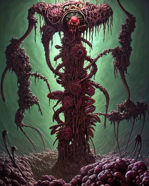 Image similar to the platonic ideal of flowers, rotting, insects and praying of cletus kasady carnage thanos dementor wild hunt chtulu mandelbulb schpongle doctor doom bioshock xenomorph akira, ego death, decay, dmt, psilocybin, concept art by randy vargas and zdzisław beksinski