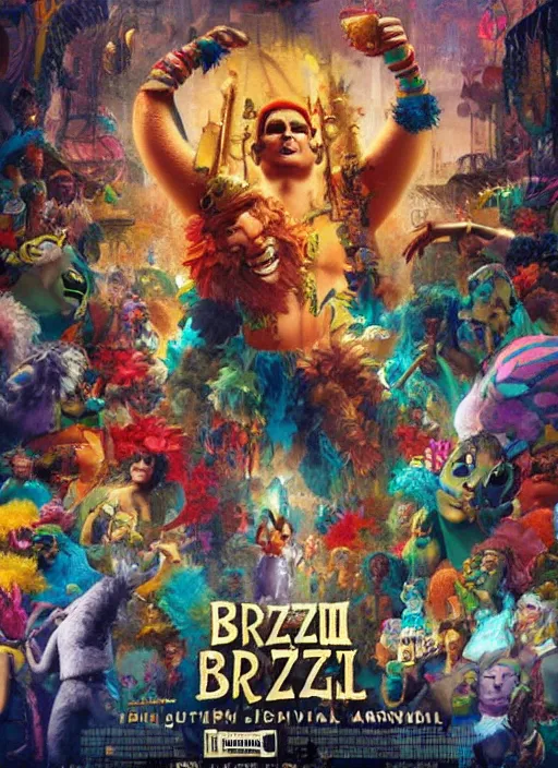 Prompt: poster for a film animation called ( brazil carnival ), 8 k, hd, art by craig mullins