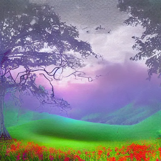 Prompt: A beautiful landscape, digital art