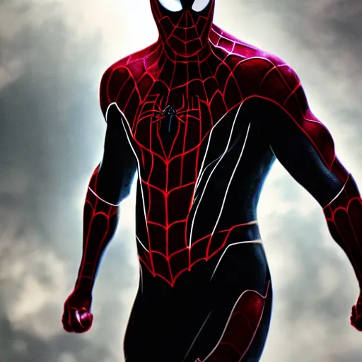 Prompt: ryan reynolds as symbiote suit spider - man, cinematic, volumetric lighting, f 8 aperture, cinematic eastman 5 3 8 4 film, photorealistic