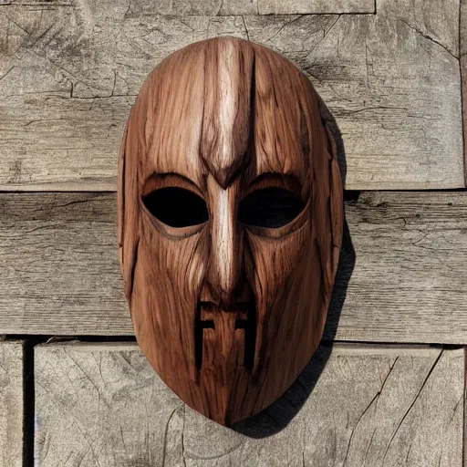 Prompt: angelarium wooden mask