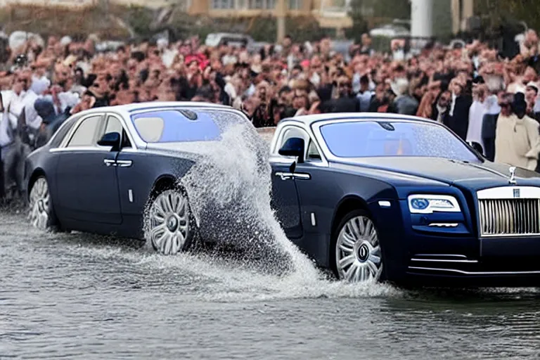 Image similar to stoned teenagers decided to drown Rolls-Royce