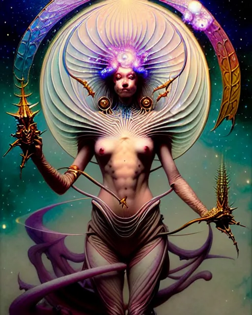 Image similar to the star tarot card, fantasy character portrait made of fractals, ultra realistic, wide angle, intricate details, the fifth element artifacts, highly detailed by peter mohrbacher, hajime sorayama, wayne barlowe, boris vallejo, aaron horkey, gaston bussiere, craig mullins