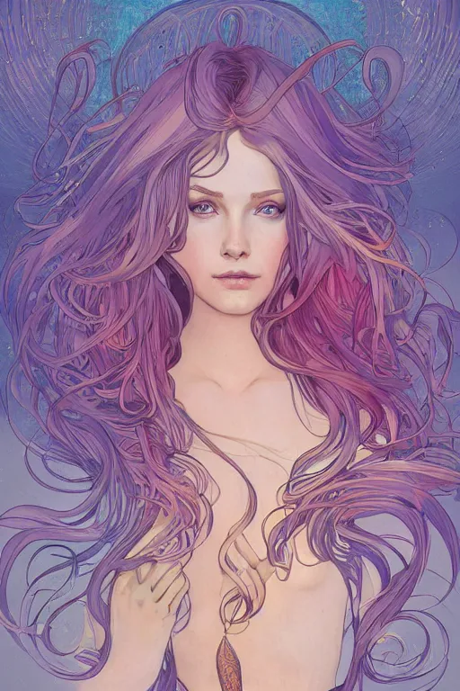 Image similar to a beautiful mermaid, symmetrical features, cinematic lighting, soft bokeh, fantasy, modern, colourful, highly detailed, digital painting, artstation, deviantart, concept art, sharp focus, illustration, by alphonse mucha