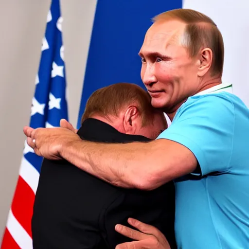 Image similar to vladimir putin hugs billy herrington, press conference, 1 0 8 0 p, press photos, g 7 summit