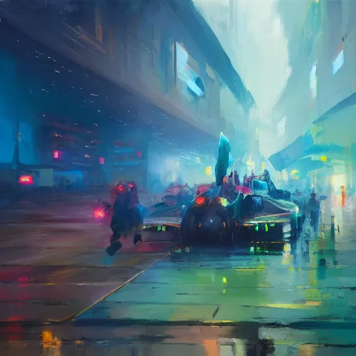 Image similar to acrylic painting, impressionism and expressionism, strong emotional impact, bold pastel colors, expressive brushstrokes, overall sense of movement in the composition. a warp drive hitting infinite density, by andreas rocha, trending on artstation