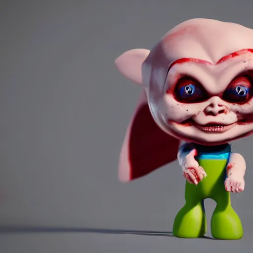 Image similar to popsicles shaped like screaming chucky doll octane render, unreal engine