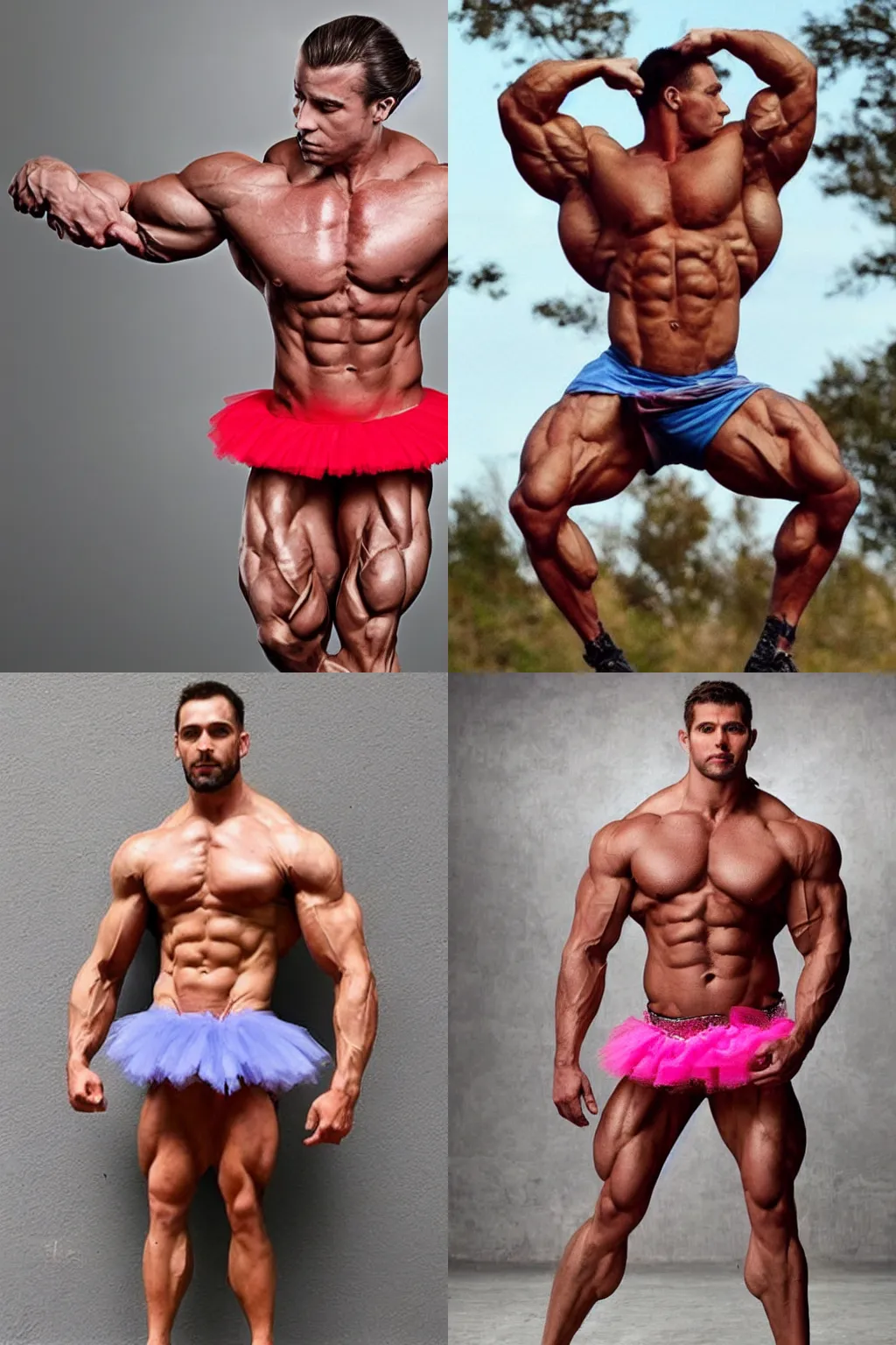 Prompt: A muscular man wearing a tutu.