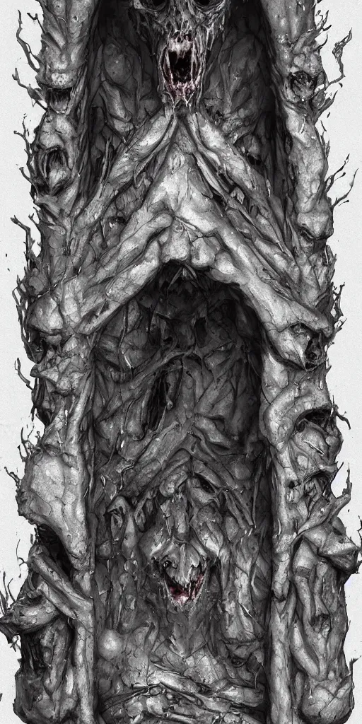 Image similar to portal containing mummified demon lord, dark, gritty, damaged, hellfire, hostile, demonic, diabolic, cinematic light, on artstation