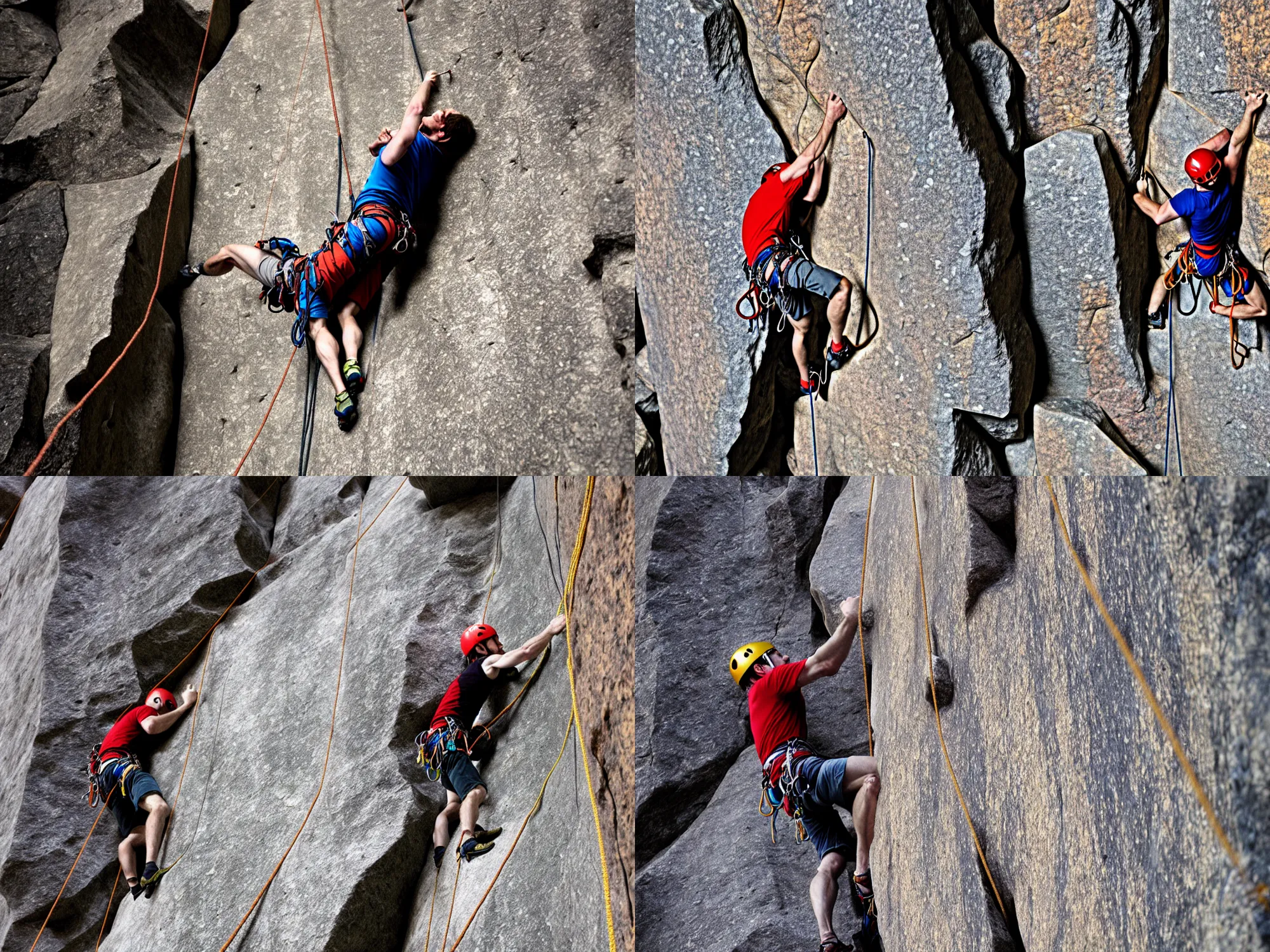 Prompt: rock climbing rendered as a metaphor for the illusionary shackles of the lie of sins