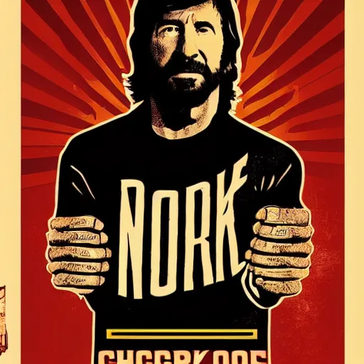 Prompt: chuck - norris poster by shepard fairey