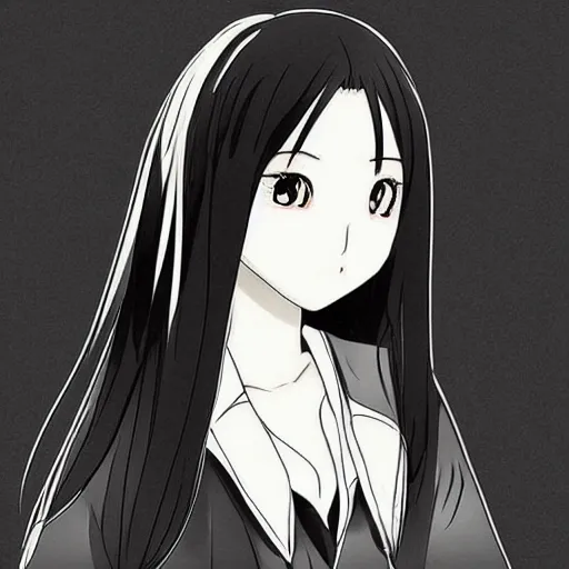 Image similar to “Detailed manga art of a beautiful Japanese girl holding a knife; loving expression; school uniform; high contrast; clean, sharp”