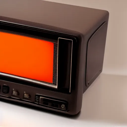 Prompt: extreme closeup of crt television, individual pixels, warm glow