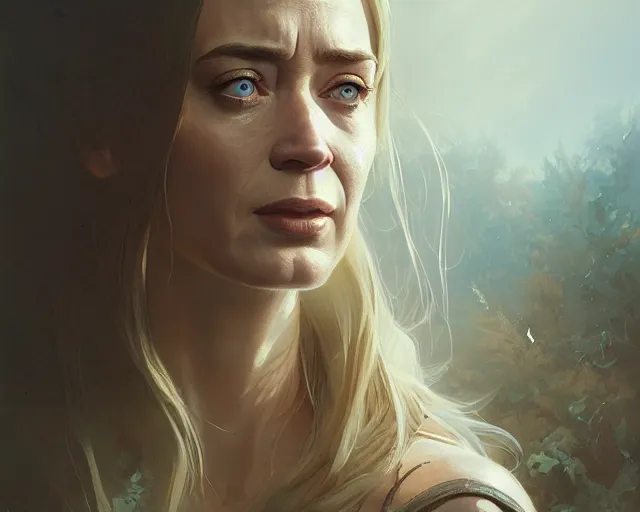 Prompt: highly detailed portrait of emily blunt, in the walking dead, stephen bliss, unreal engine, fantasy art by greg rutkowski, loish, rhads, ferdinand knab, makoto shinkai and lois van baarle, ilya kuvshinov, rossdraws, tom bagshaw, global illumination, radiant light, detailed and intricate environment