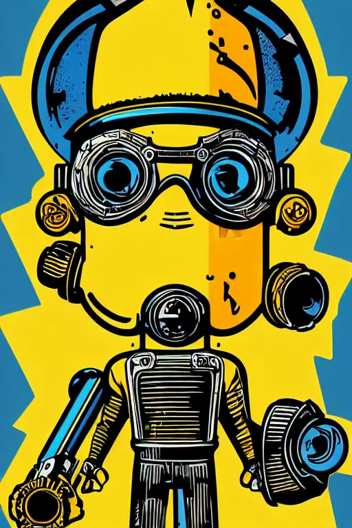 Image similar to fallout 7 6 retro futurist illustration art by butcher billy, sticker, colorful, illustration, highly detailed, simple, smooth and clean vector curves, no jagged lines, vector art, smooth andy warhol style