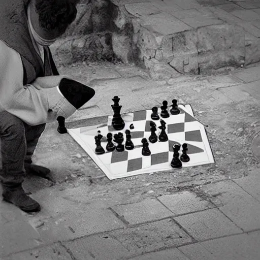 Prompt: “death playing chess with dogs in hades, photograph, realistic, highly detailed”