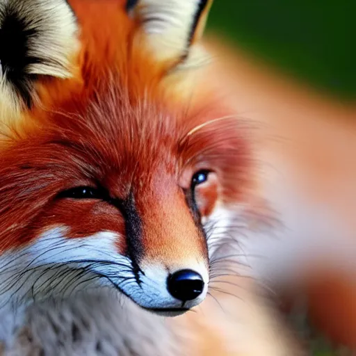 Prompt: photorealistic stunning journalist closeup of a cute fox sleeping on its tail, bbc earth, hyperdetailed, super fluffy, documentary