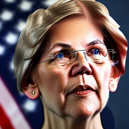 Image similar to 4 k detailed photo of elizabeth warren as a man to become president