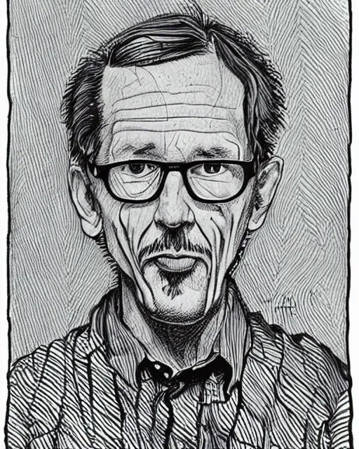 Image similar to “portrait of Robert crumb, by Robert crumb, self portrait”