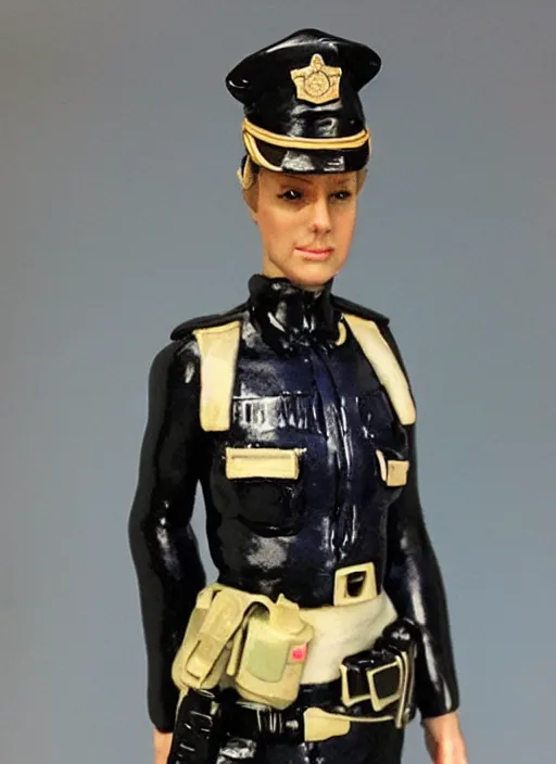 Prompt: Image on the store website, eBay, 100mm Resin figure model of a female police.