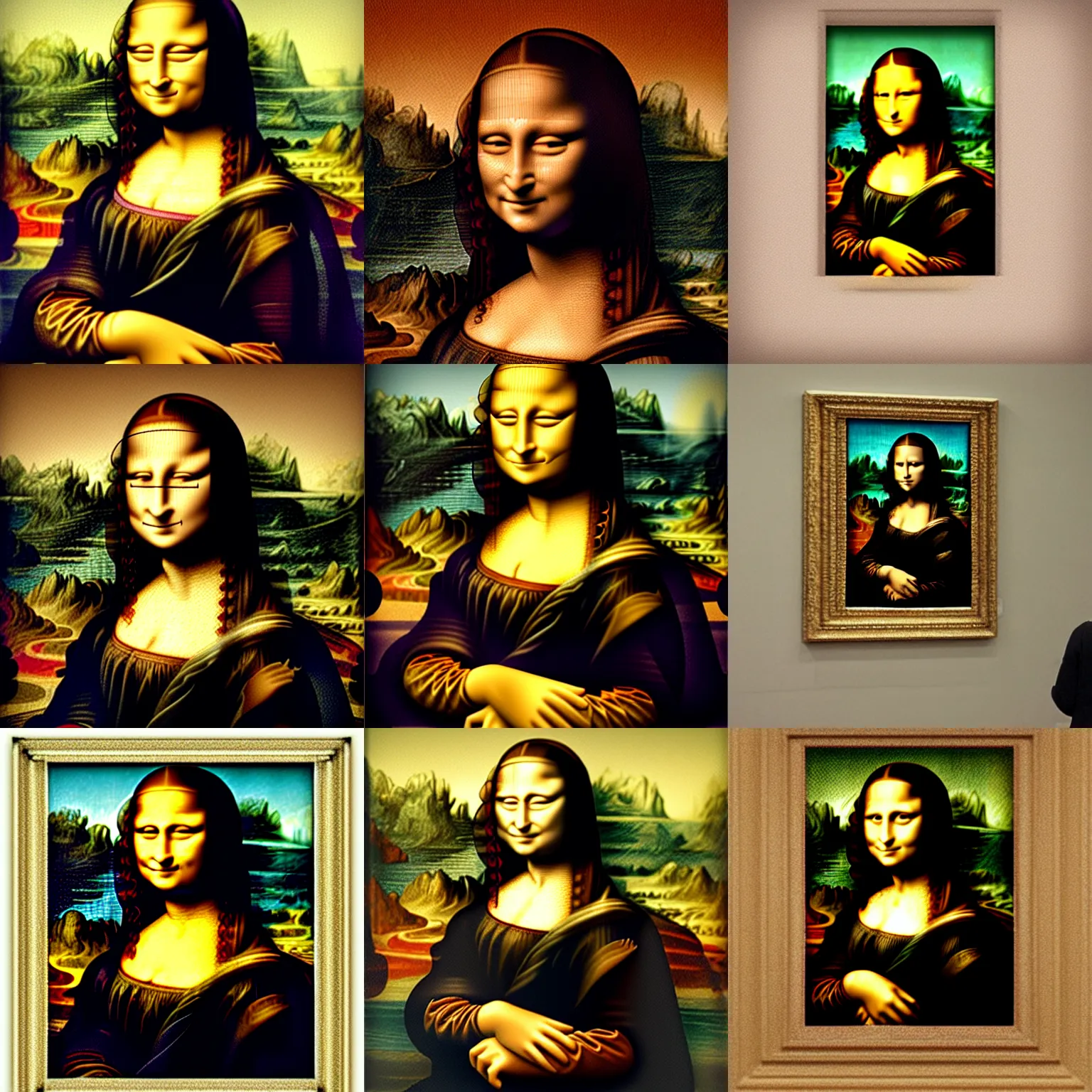 Prompt: mona lisa with cat head