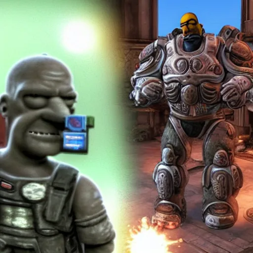 Image similar to 3d Homer Simpson in Gears of War