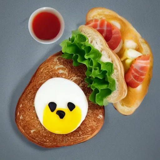 Prompt: breakfast in the shape of a dog