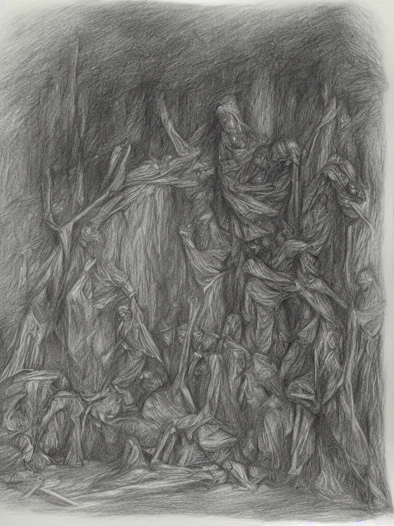 Image similar to inside my nightmares, charcoal detailed drawing, Greg Rutkoski style, Gustave Dore style,