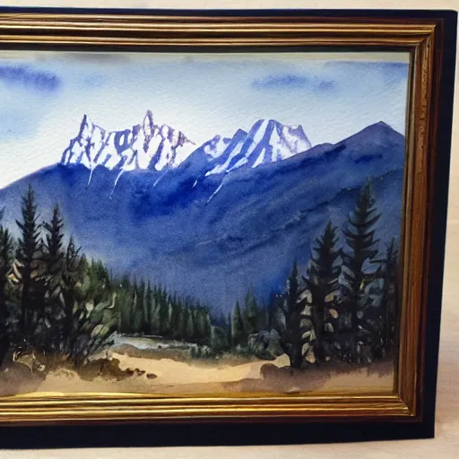 Prompt: watercolour painting of the Rocky Mountains