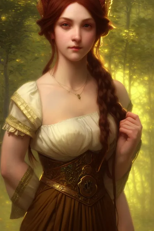 Image similar to a portrait of a Fey, illustration, soft lighting, soft details, painting oil on canvas by Edmund Blair Leighton and Charlie Bowater octane render trending on artstation d&d characters, 4k, 8k, HD